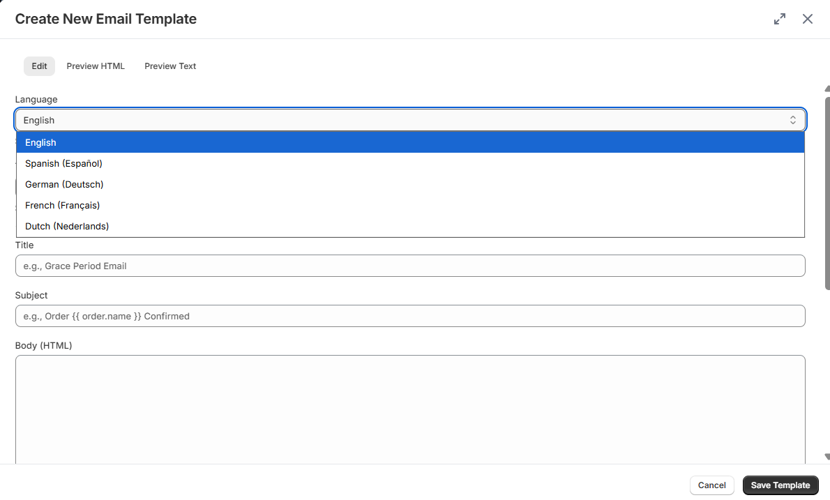 Default Template Types