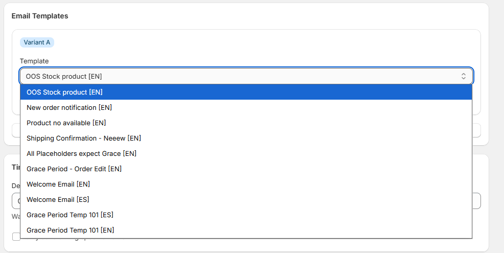 Template Selection with Language Codes